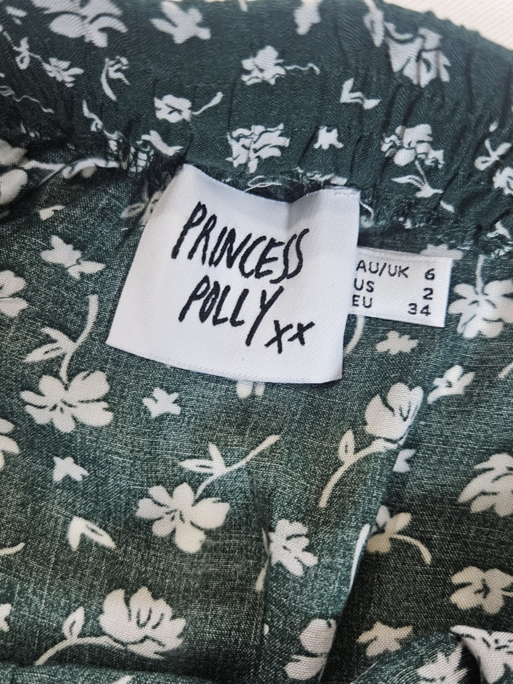 Princess Polly Mini Skirt Womens Size 2 Green White Floral Y2k Cottagecore - Picture 4 of 6